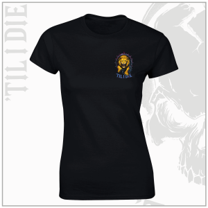 Aston Villa Style Ladies Black T-Shirt (Pocket Print)