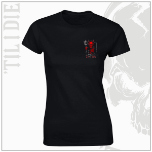 Manchester United Style Ladies Black T-Shirt (Pocket Print)