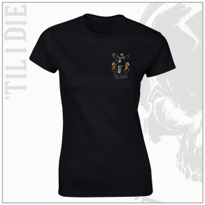 Newcastle Style Ladies Black T-Shirt (Pocket Print)