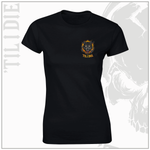 Wolves Style Ladies Black T-Shirt (Pocket Print)