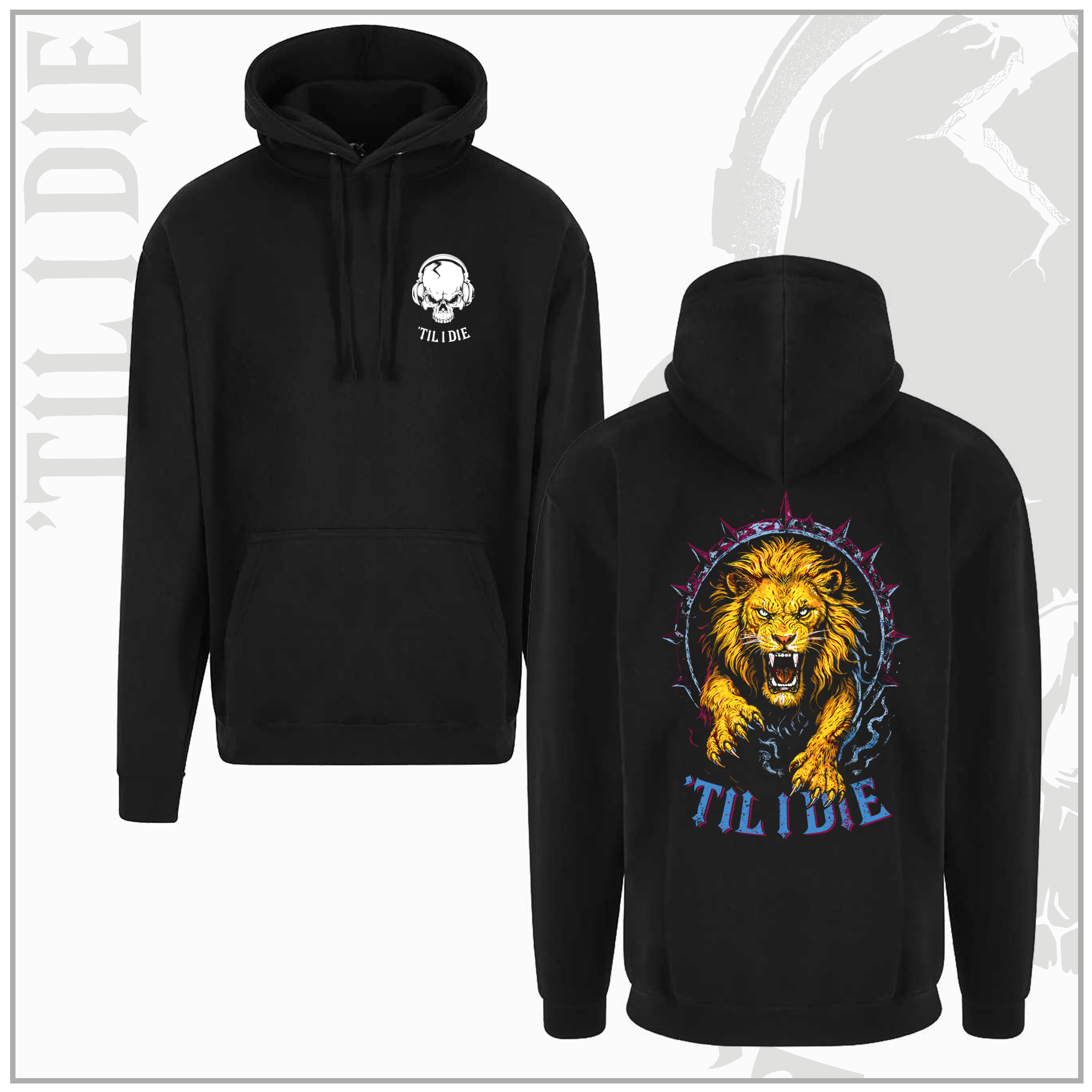 Aston Villa Style Unisex Black Pullover Hoodie