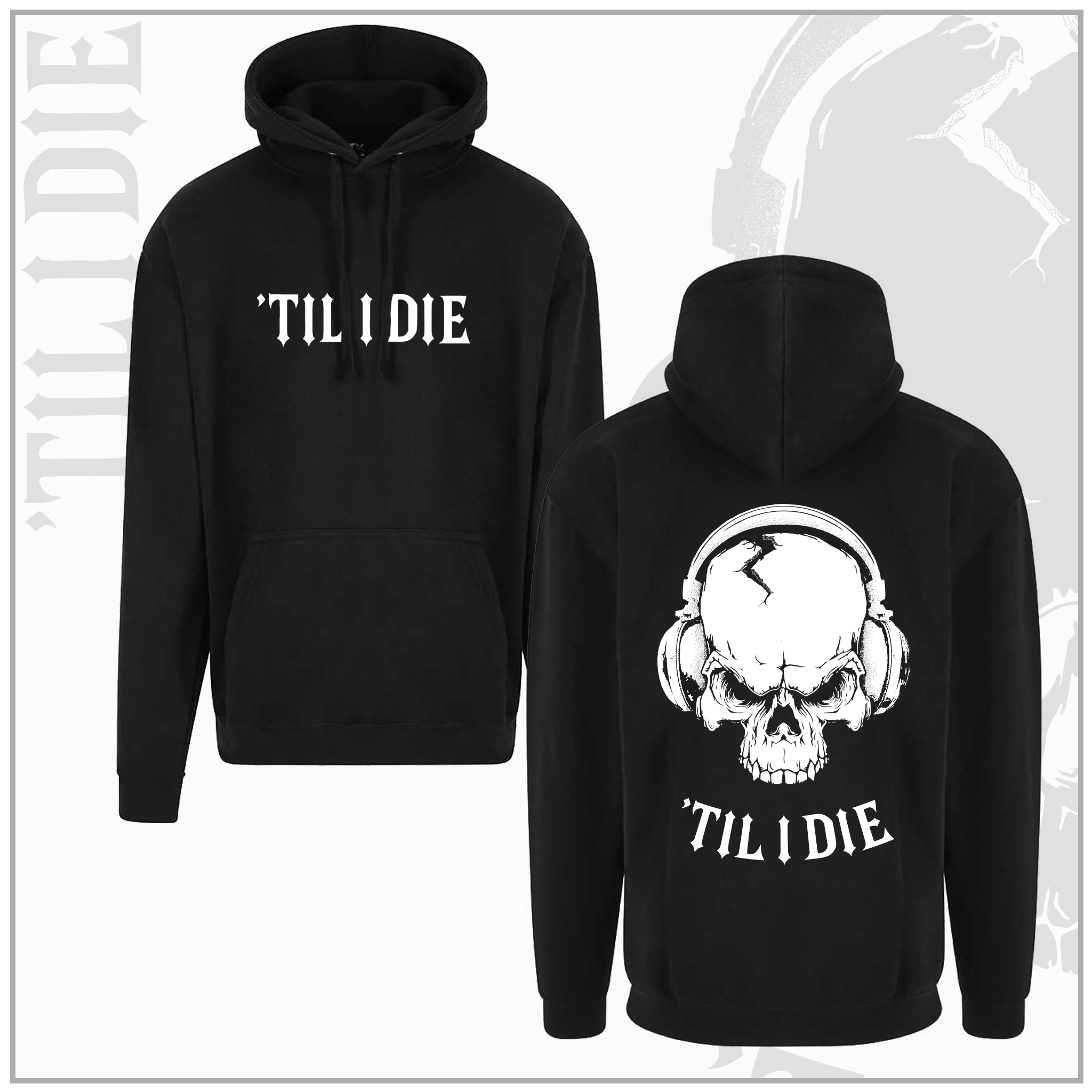 'Til I Die Text Logo Unisex Black Pullover Hoodie