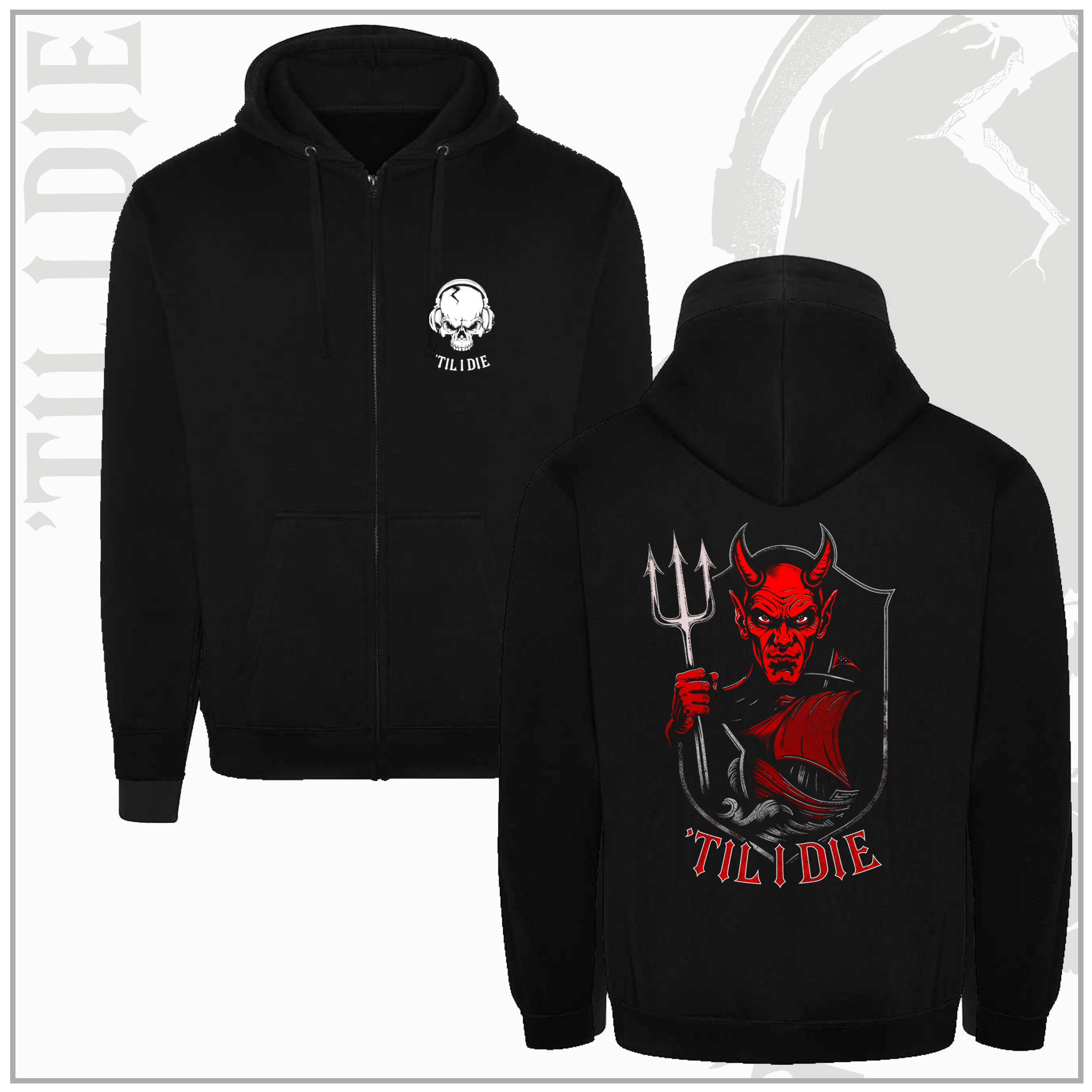 Manchester United Style Unisex Black Zip-Up Hoodie