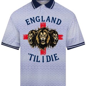England 3 Lions Style Unisex White Football Shirt (Full Print)